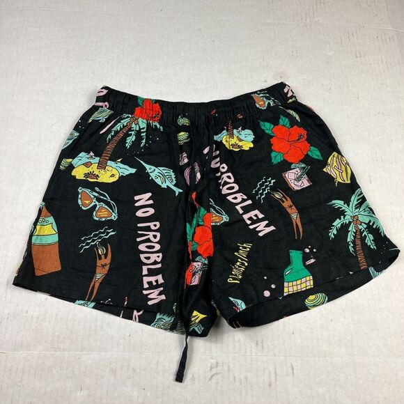 Nicole Miller Linen Shorts No Problem Jamaica Vacation Summer Drawstring Waist S - Picture 1 of 11